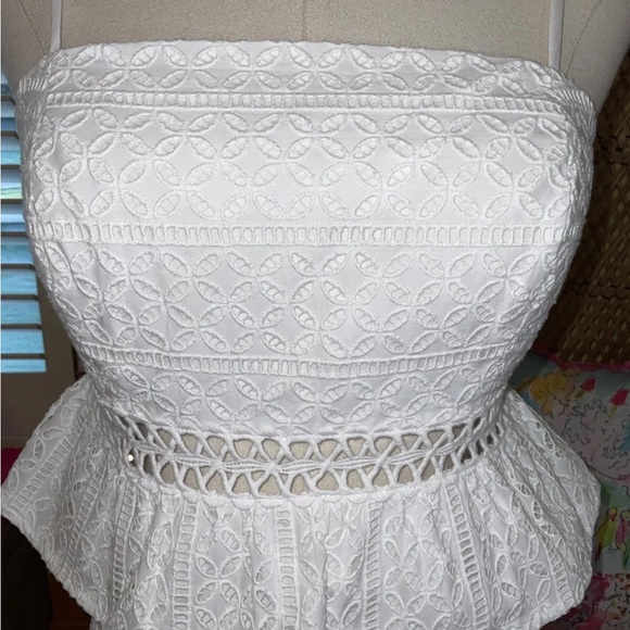 Lilly Pulitzer NWT Jan Peplum Crop Top & Skirt Set White Eyelet $228 Size 6 - Picture 4 of 15